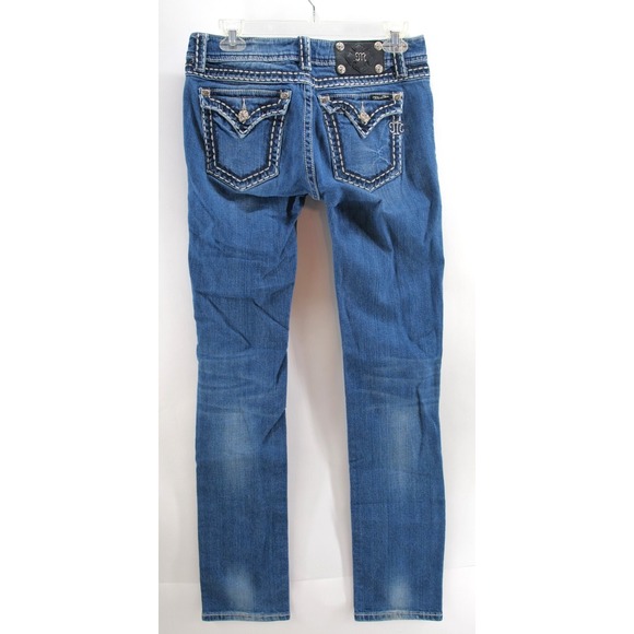 Miss Me Thick Stitched Pocket Dark Wash Straight Leg Jeans‎ Sz30 JP5014SK-4 - Picture 9 of 14